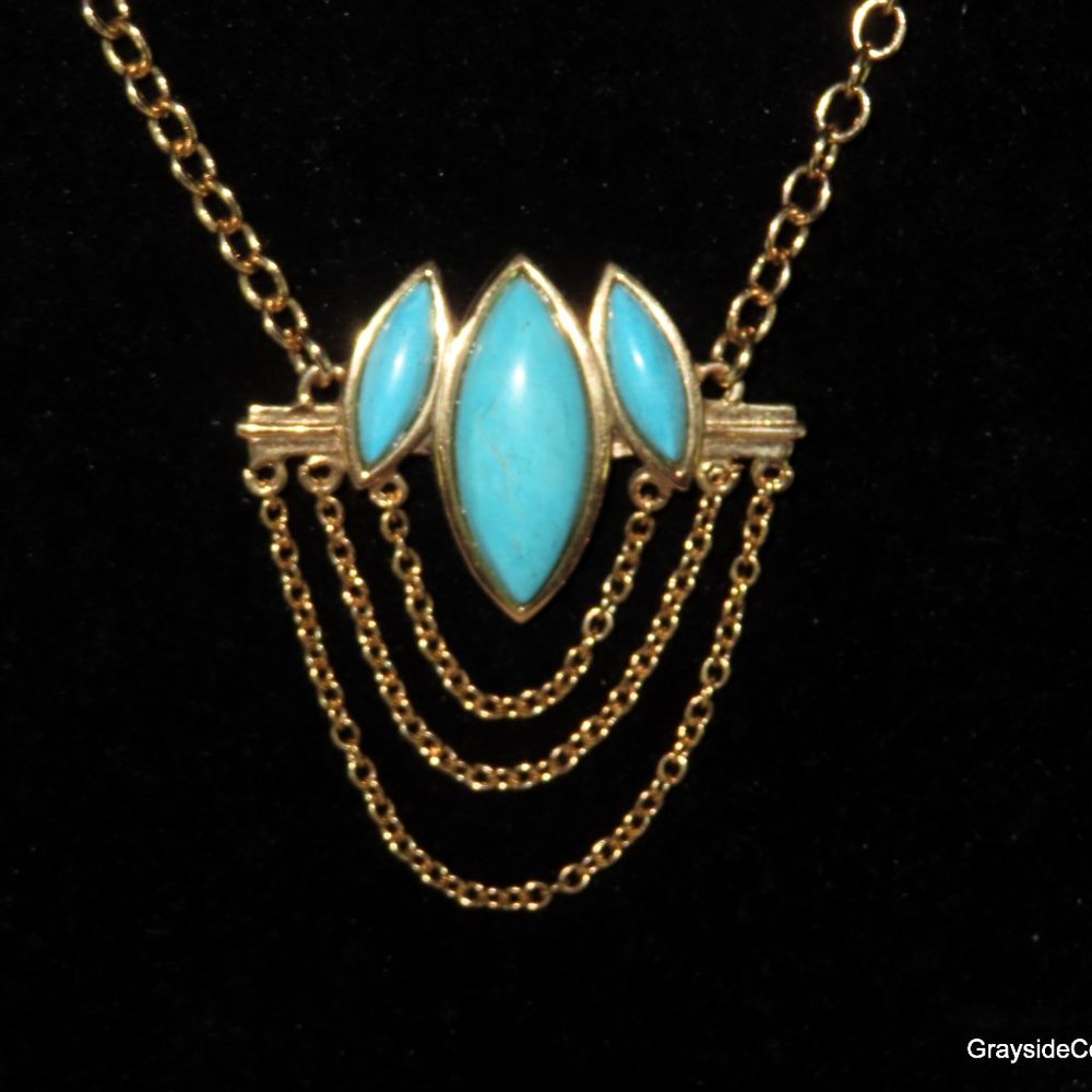 Turquoise Necklace with a beautiful Pattern • Adjustable Length - Picture 4 of 5